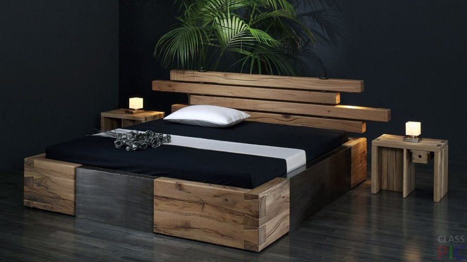 Парящая кровать из дерева