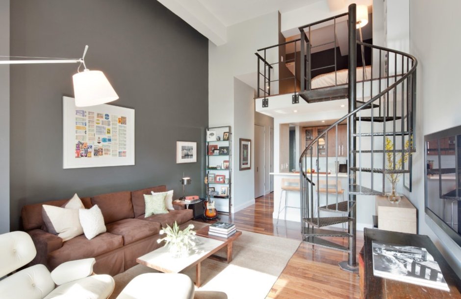 Сочетание серого и коричневого в интерьере