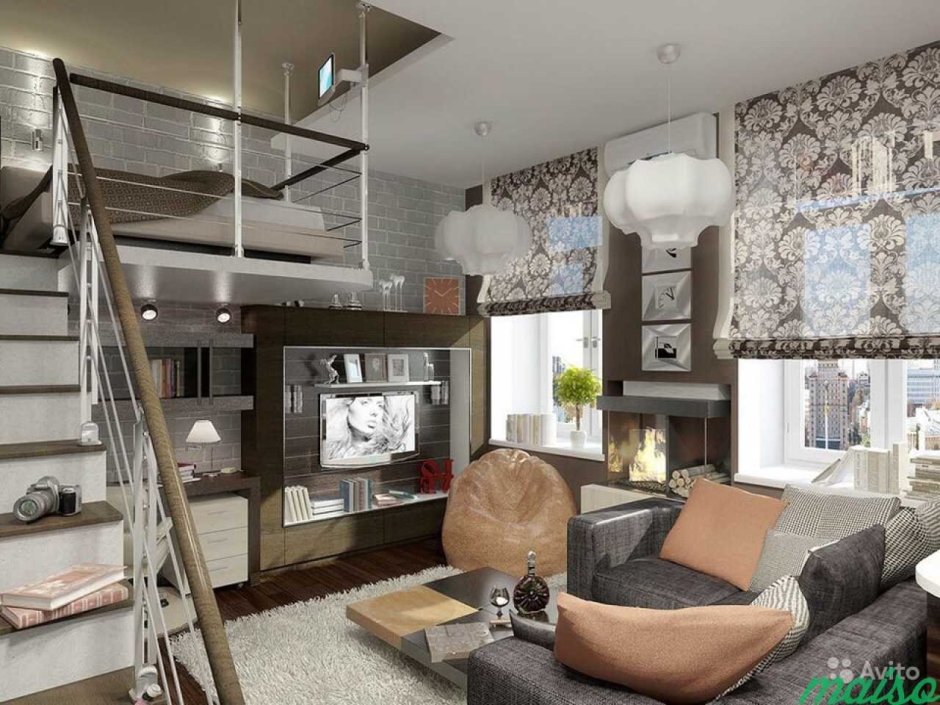 Двухуровневая апартаменты студия 20кв м