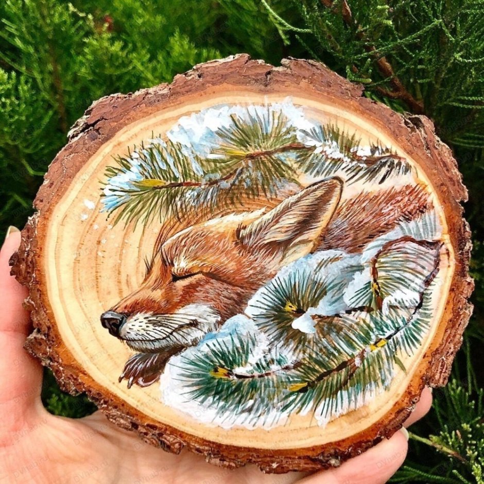 Роспись на спиле дерева