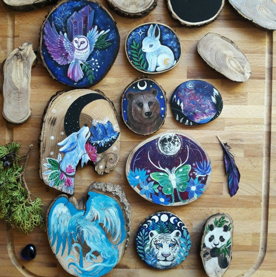 Роспись деревянных спилов