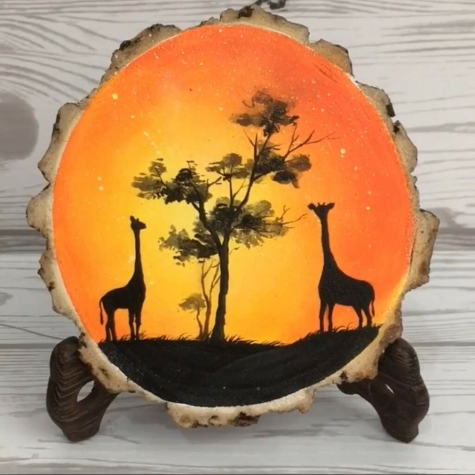 Живопись на деревянных спилах