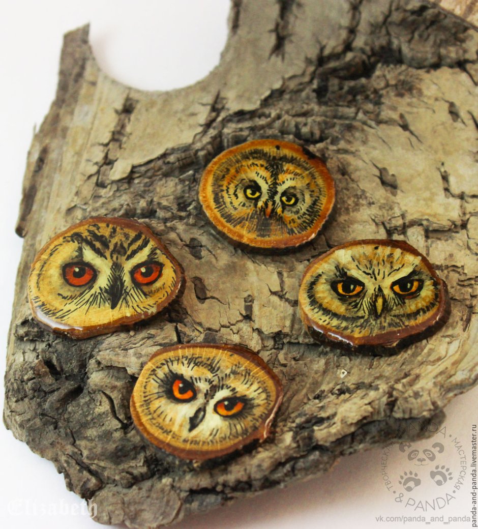 Роспись по срезу дерева