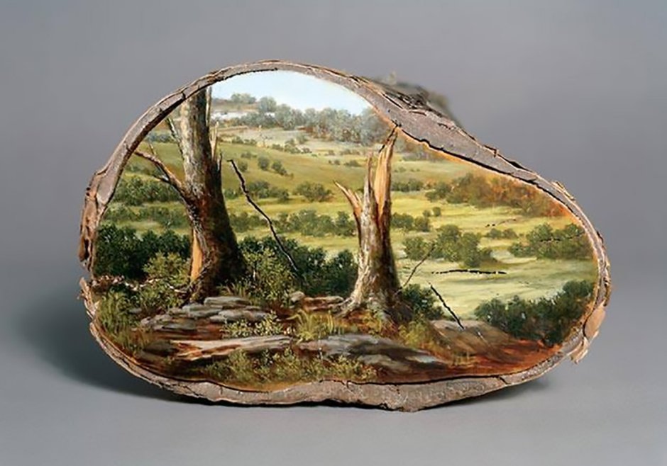 Живопись на срезе дерева