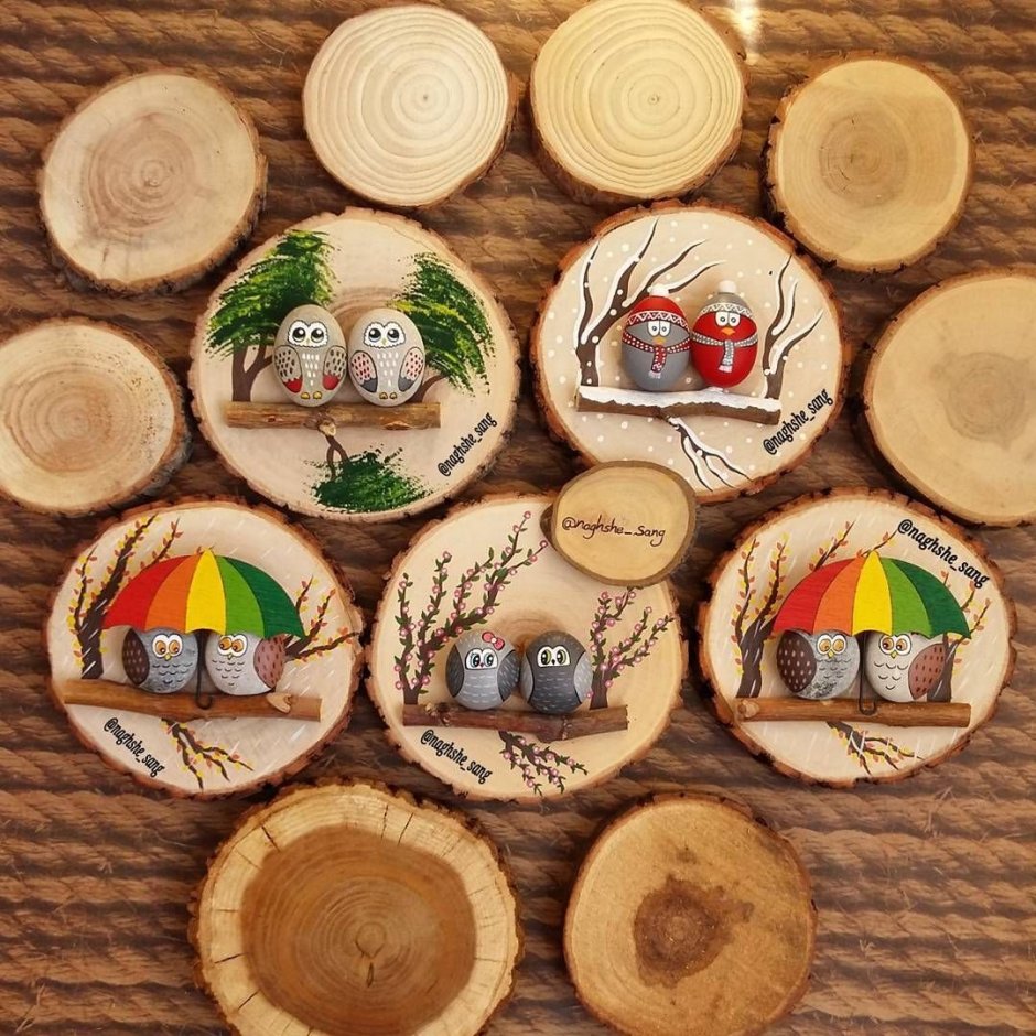 Новогодние игрушки спил дерева декупаж мастер класс