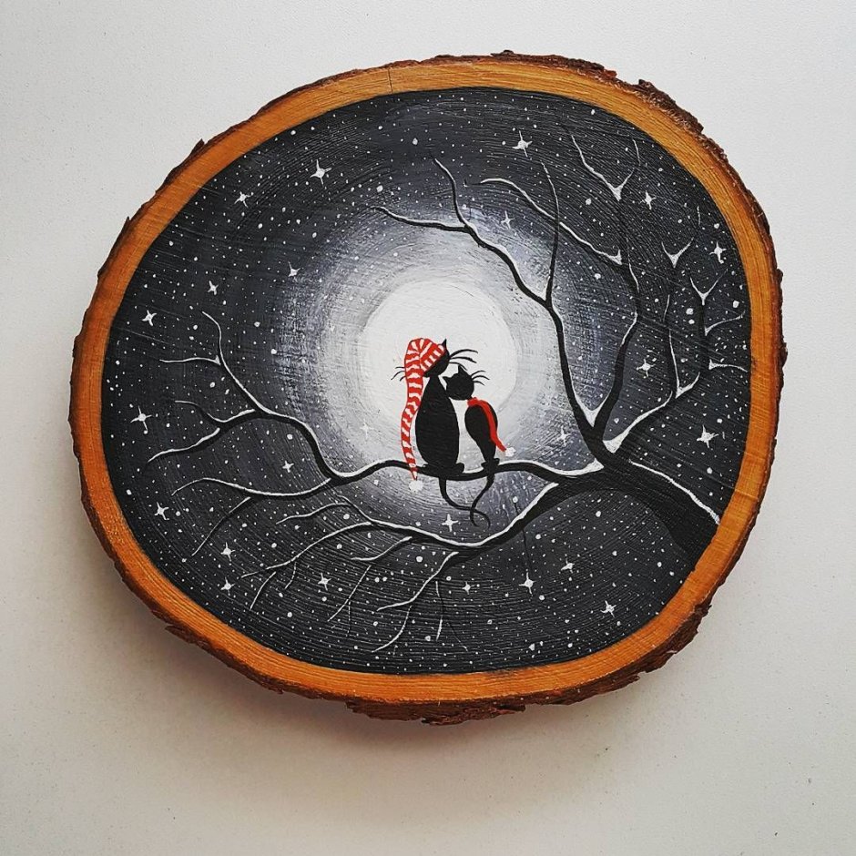 Живопись на срезе дерева