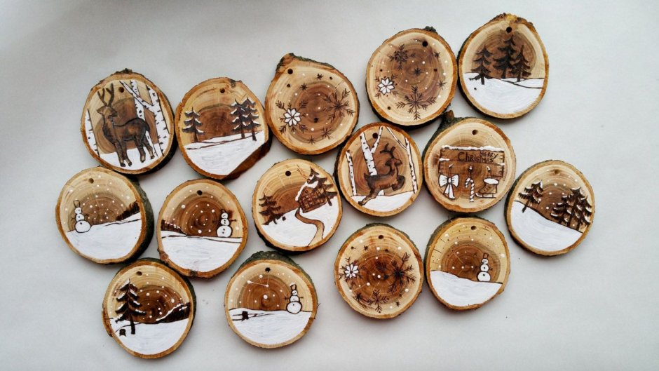 Выжигание по спилу дерева