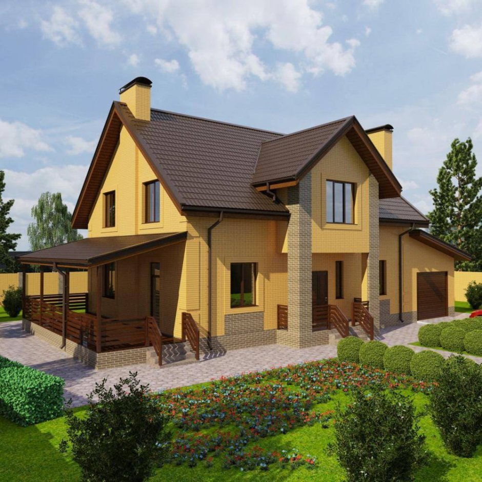 Дом с мансардой и террасой и гаражом 150м2