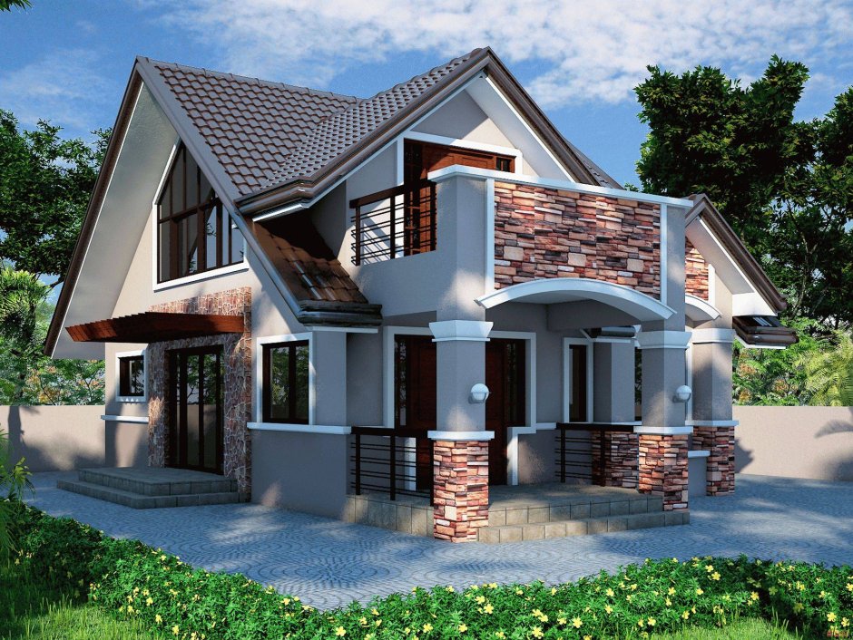 Красивый дом с мансардом