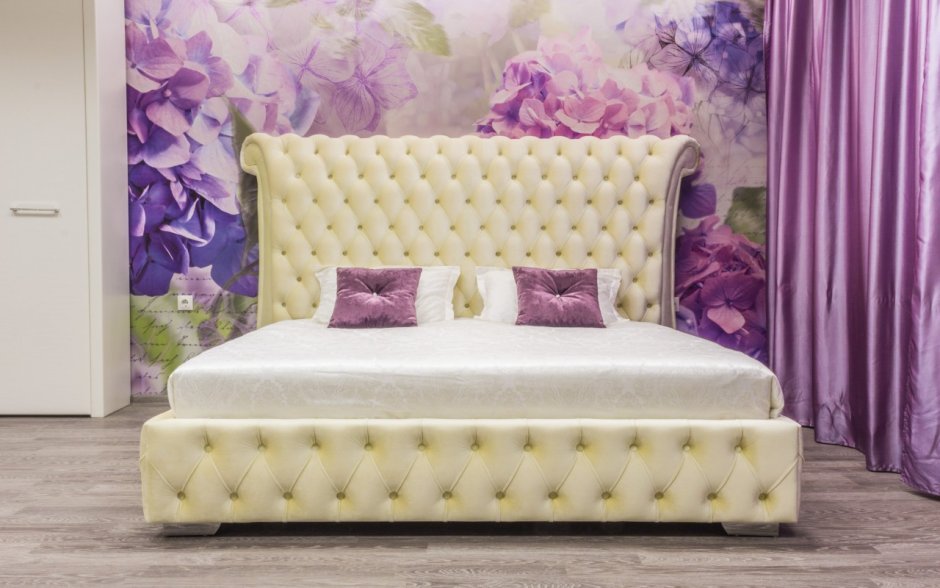 Кровать Элизабет каретная стяжка белая