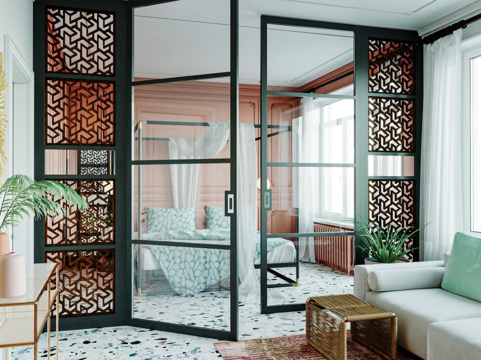 Деревянные перегородки для зонирования