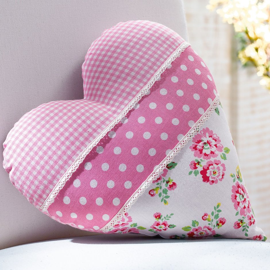 Сердце пэчворк подушка