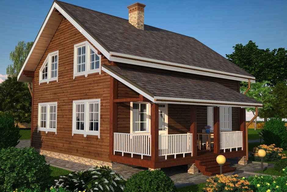 Брусовой дом с террасой