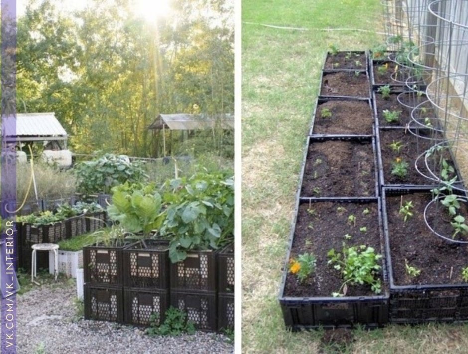 Грядки из пластиковых ящиков