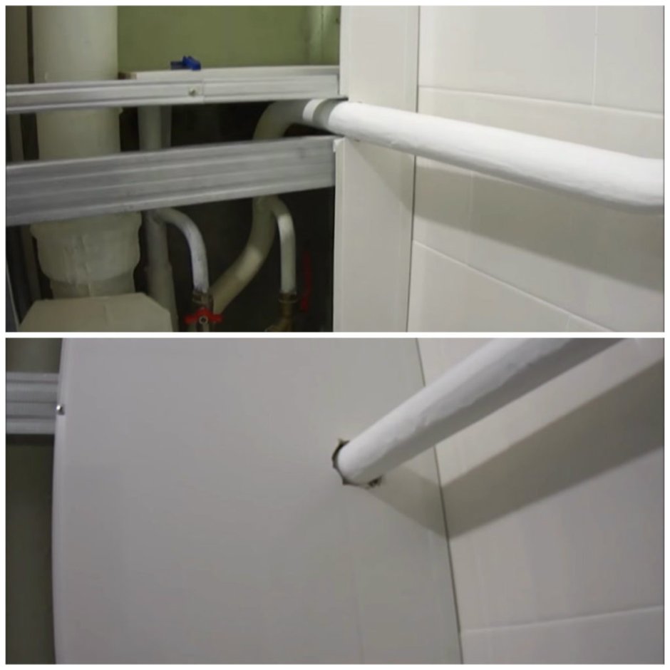 Пластиковый короб для труб в ванной