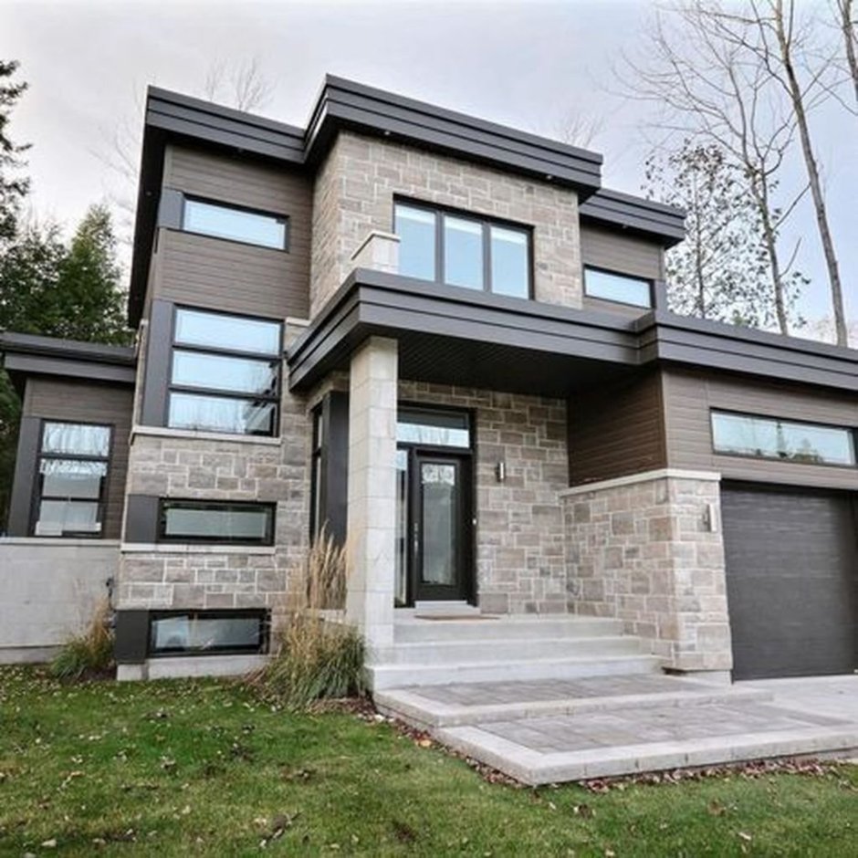 Коттедж из серого кирпича