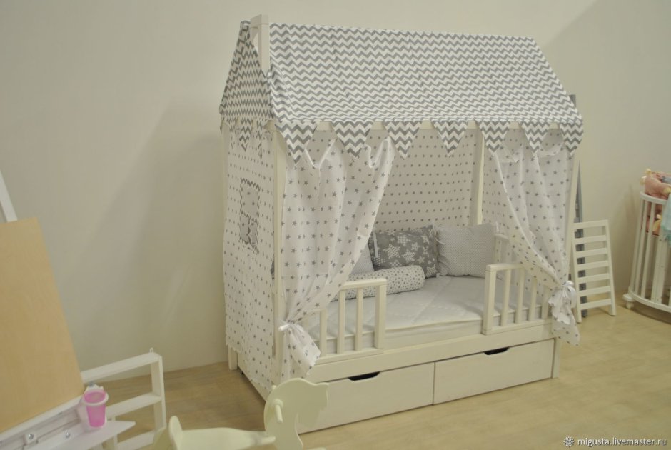 Крыша для кровати домика из ткани