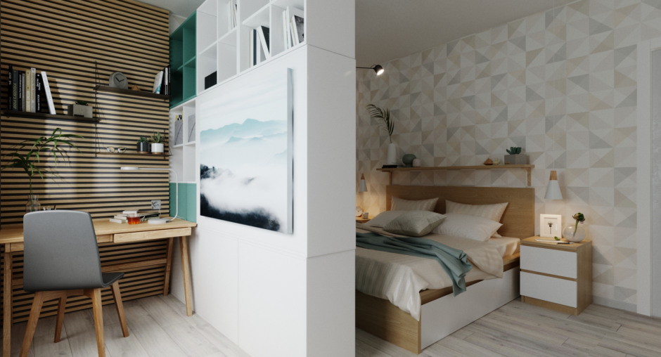 Стеллаж для зонирования комнаты