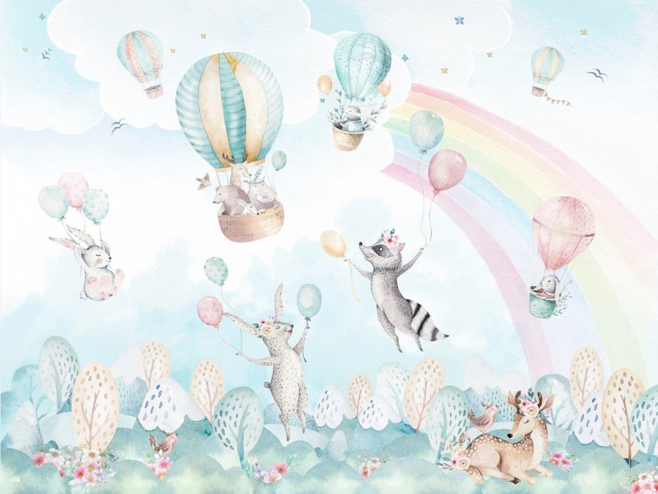 Детские фотообои в пастельных тонах