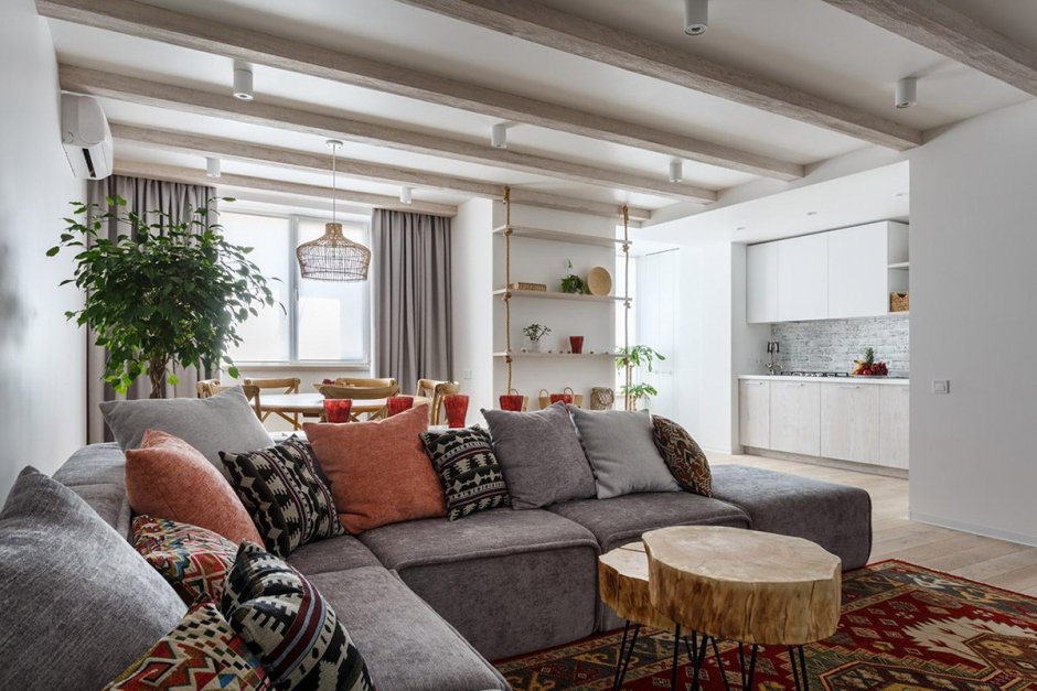 Кухня гостиная бохо