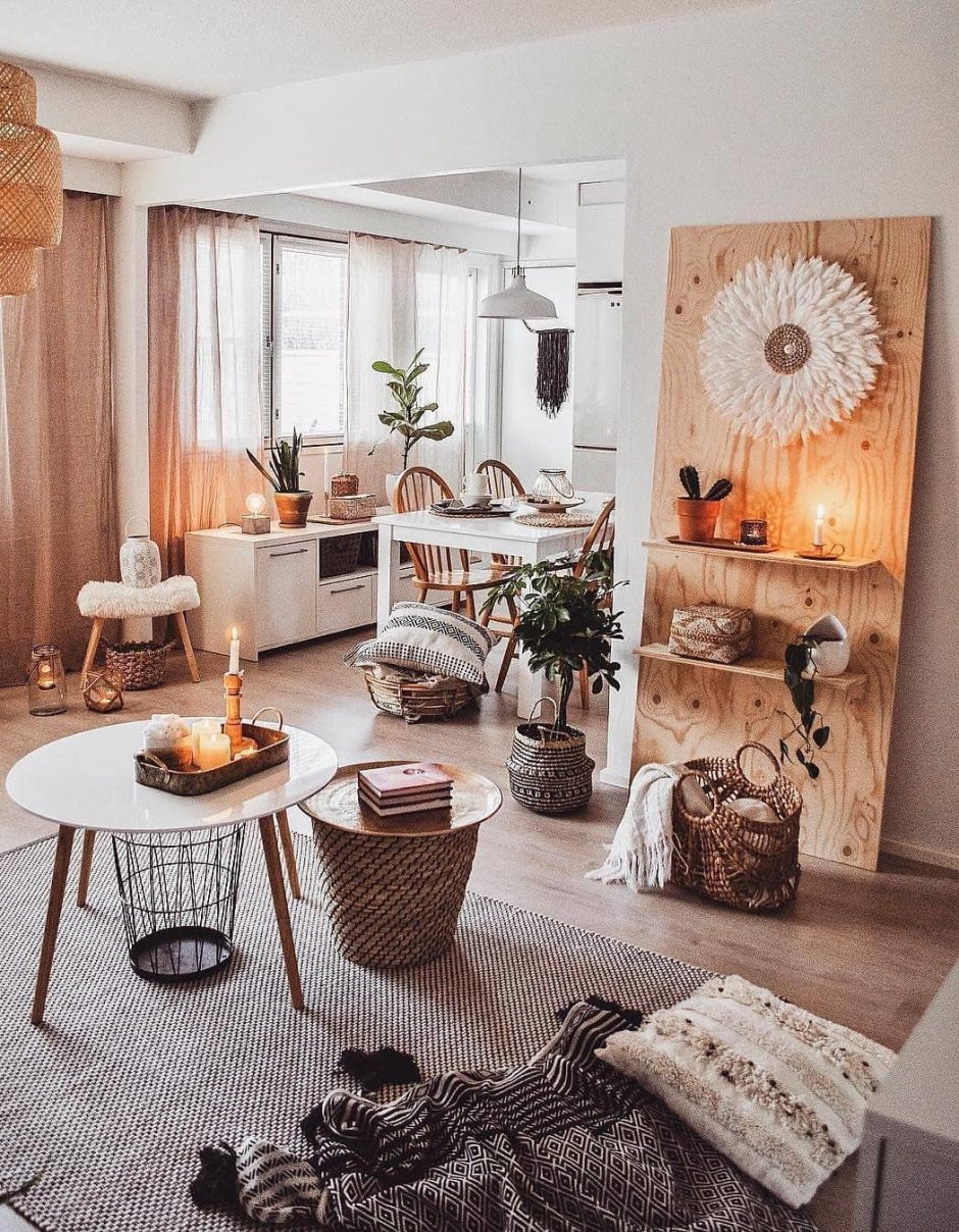 Стиль бохо в интерьере гостиной