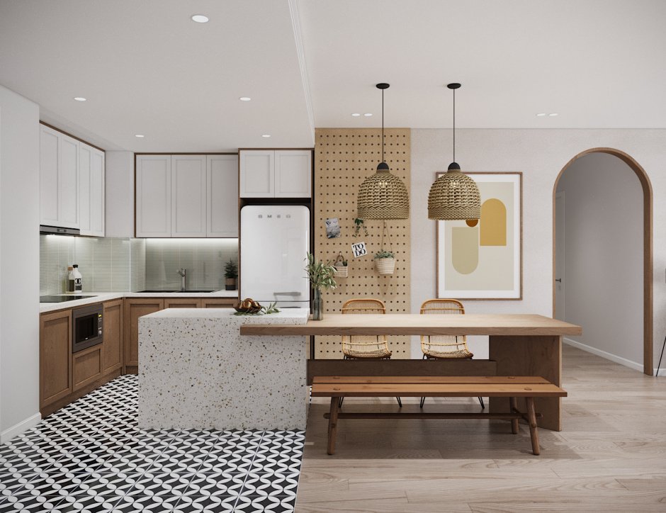 Бохо Минимализм в интерьере кухни