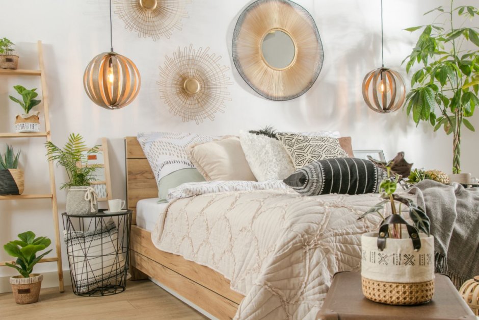 Спальня в стиле эко бохо