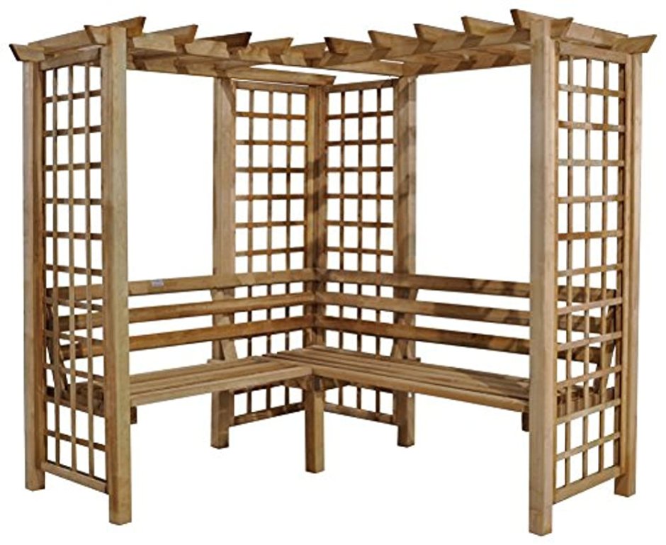 Угловая пергола со скамейкой