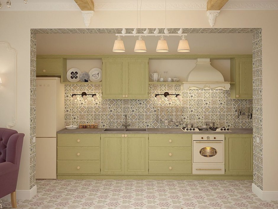 Плитка для фартука кухни гостиной в стиле Прованс