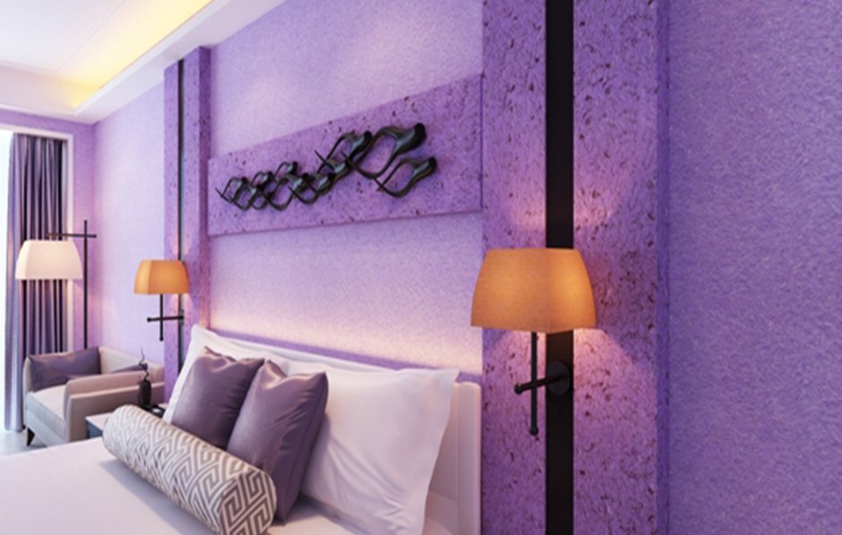 Жидкие обои в интерьере спальни