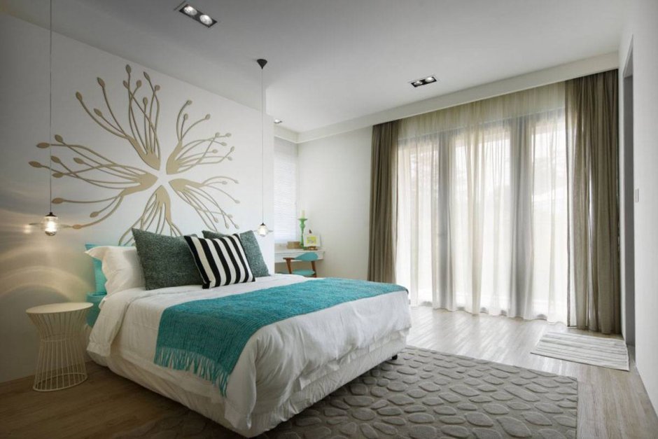 Шелковая штукатурка в интерьере спальни