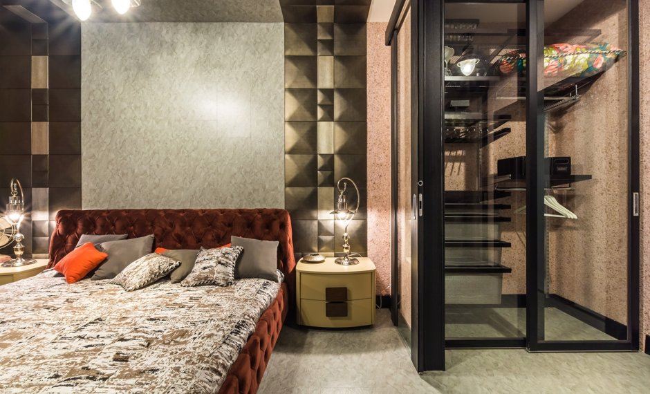 Жидкие обои в спальне