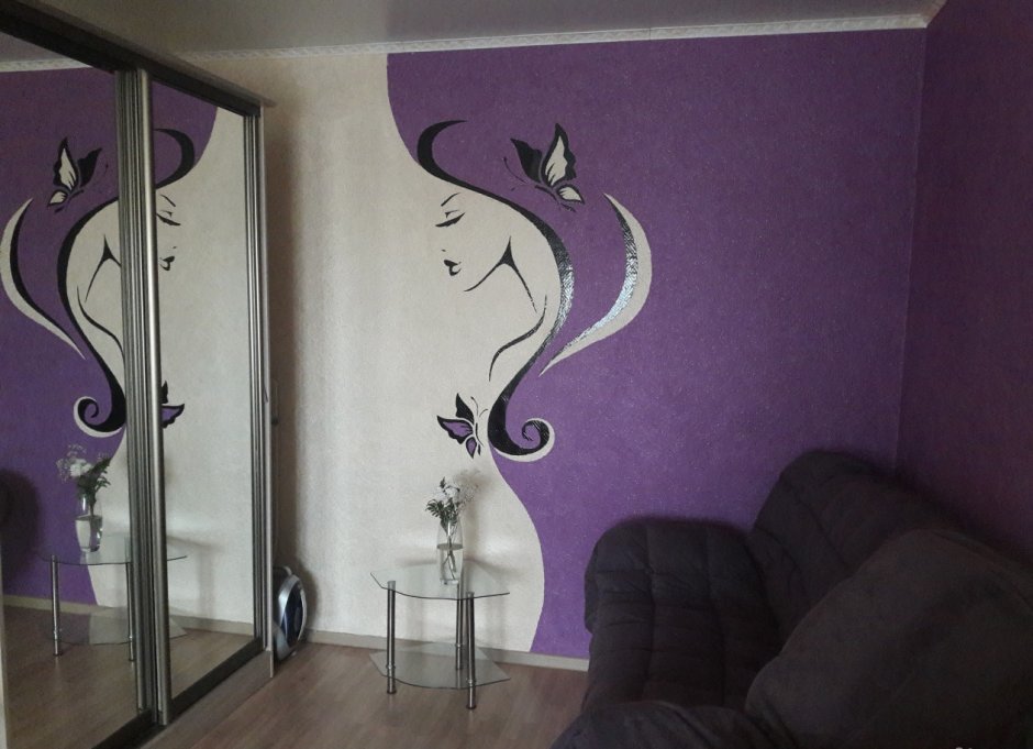 Жидкие обои в интерьере