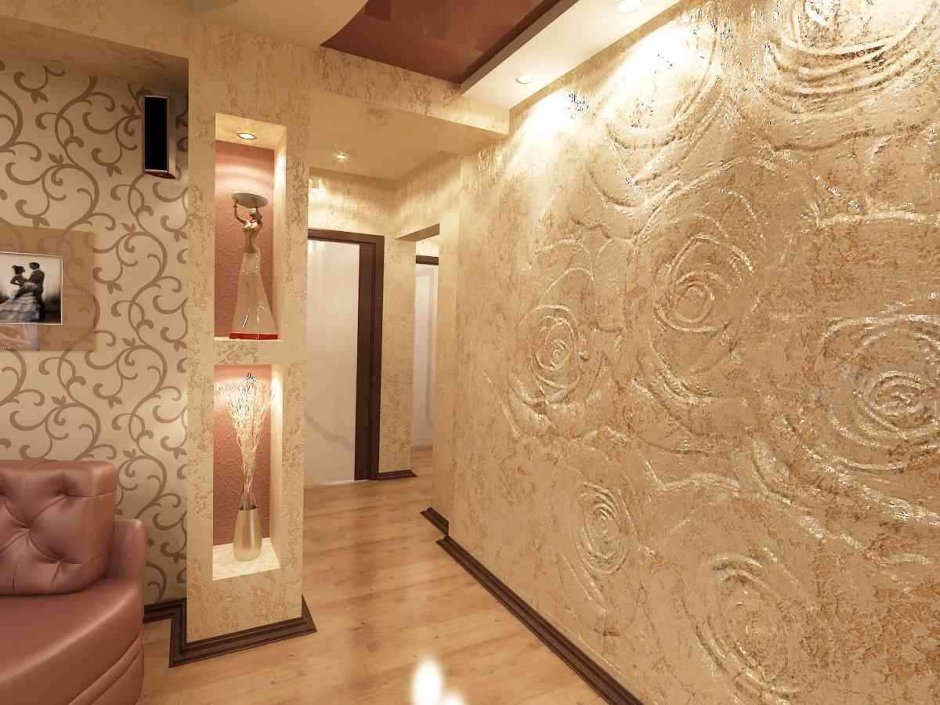 Комбинирование обоев с жидкими обоями