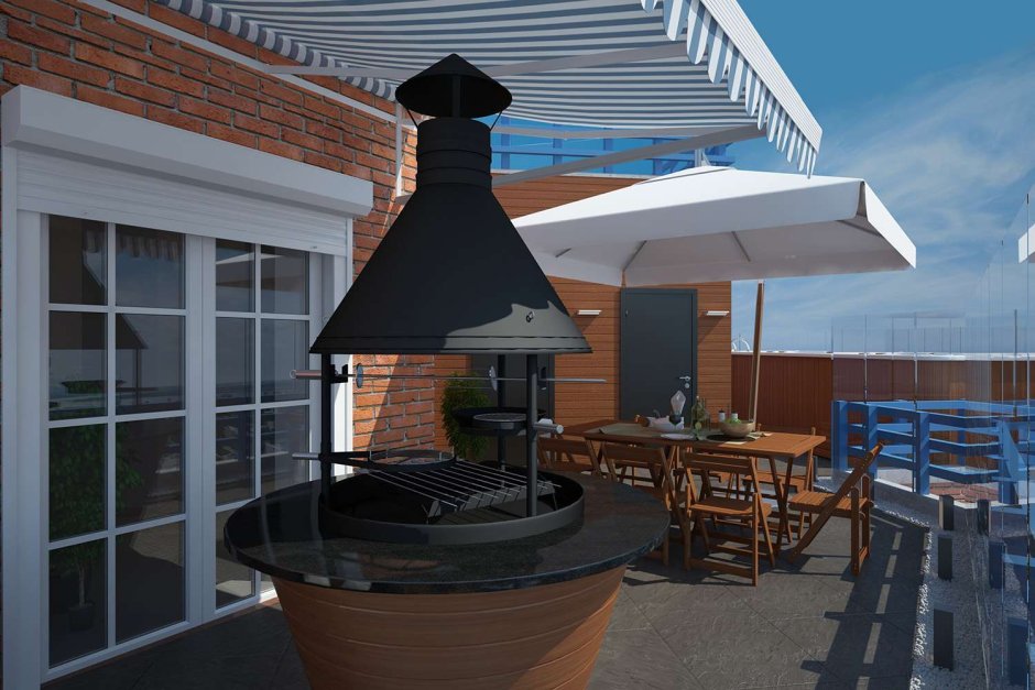 Гриль зона на террасе