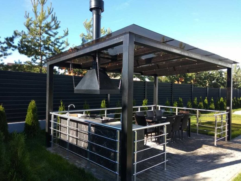 Мангальная зона лофт с беседкой