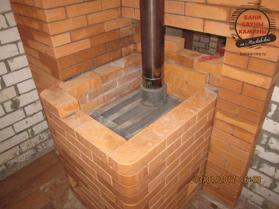 Печь Гефест обложенная кирпичом