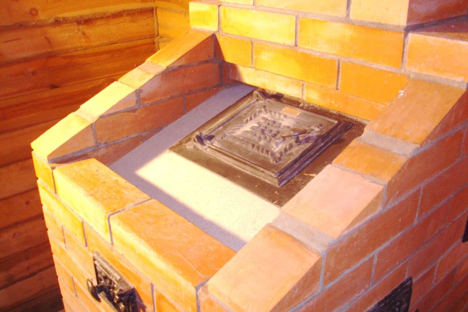 Печь Гефест обложенная кирпичом