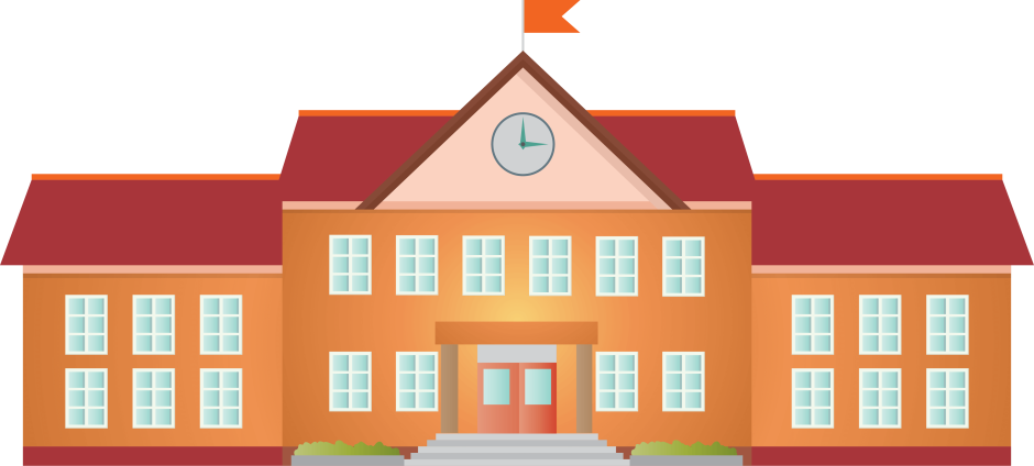 Здание школы с детьми