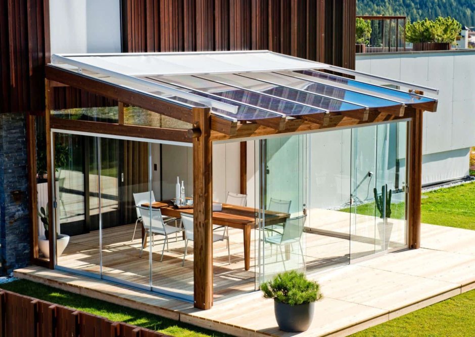 Стеклянная крыша для террасы