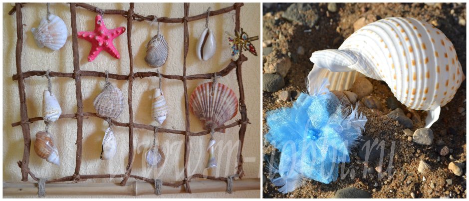 Декор из ракушек на даче