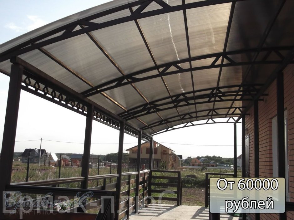 Веранда к дому из металла и поликарбоната