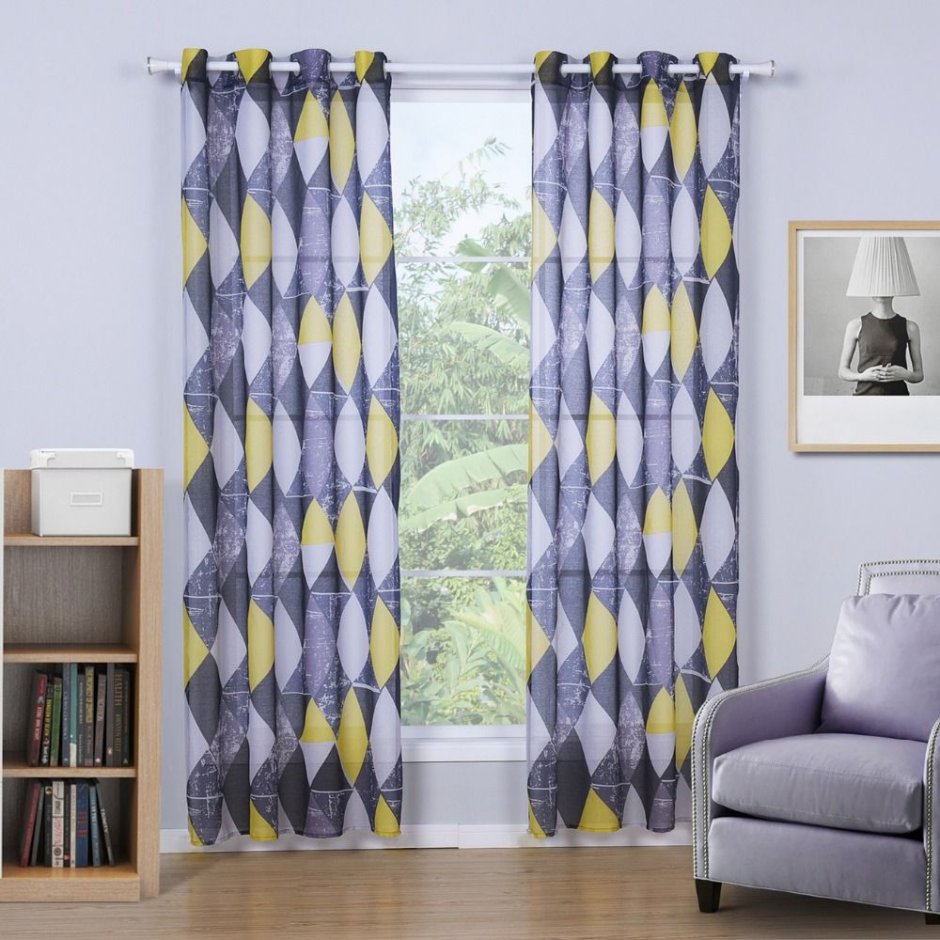 Серо желтые шторы