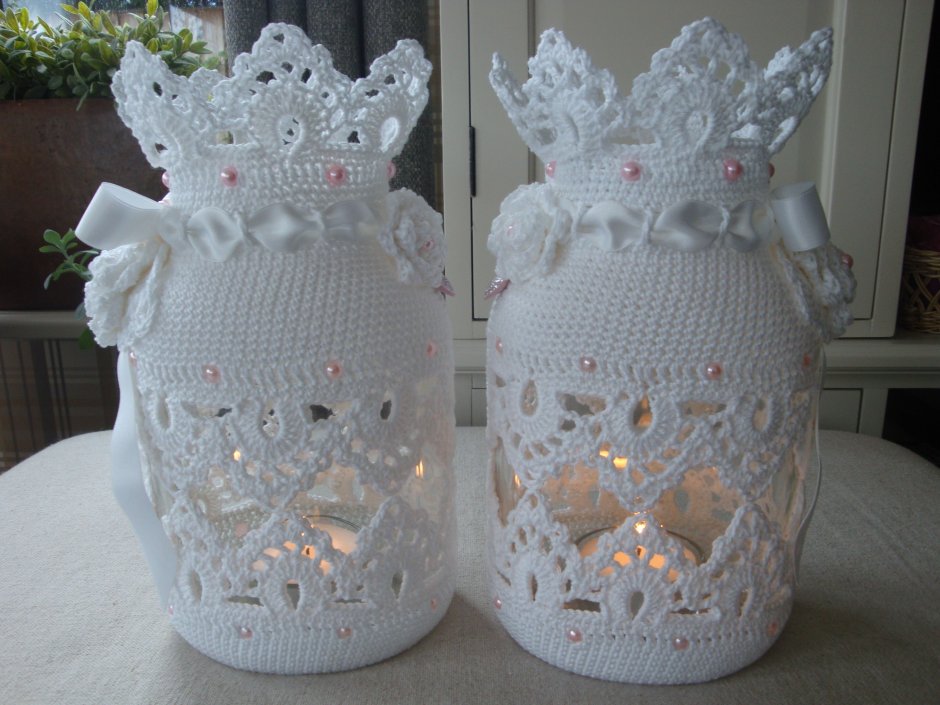 Ваза обвязанная крючком