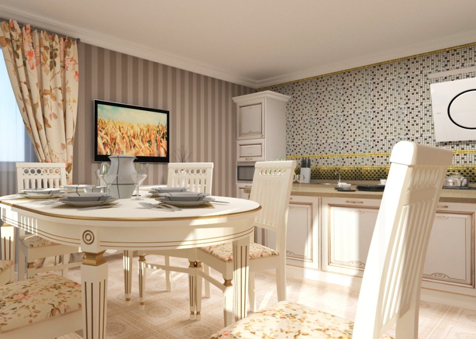 Обои для кухни столовой в частном