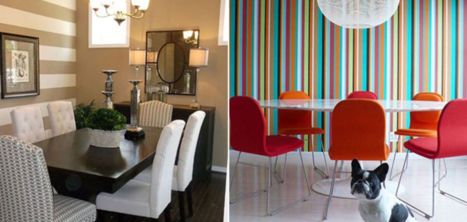 Полоска в интерьере кухни