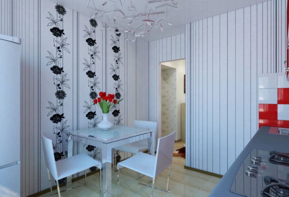 Обои в интерьере кухни