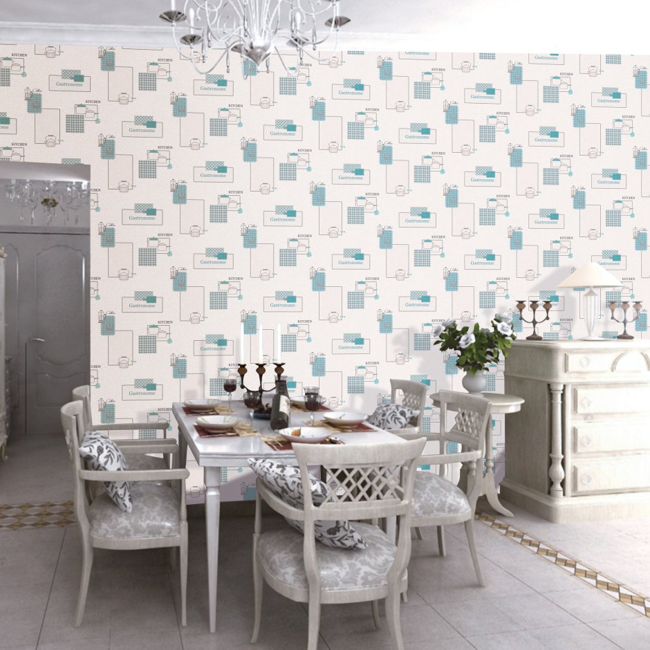 Обои виниловые для кухни 0.53х10 м цвет голубой ra 307108