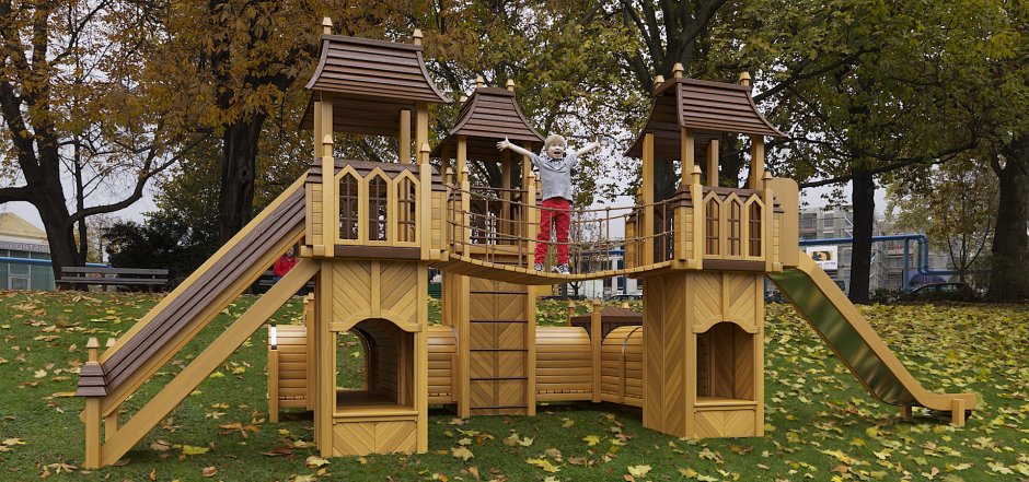 Детская игровая площадка из дерева
