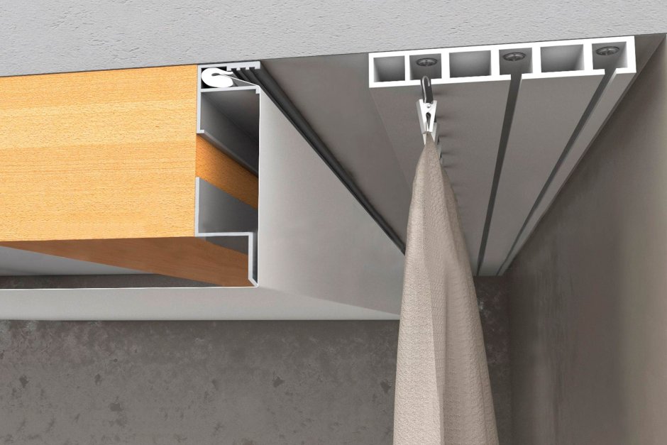 Скрытая потолочная гардина